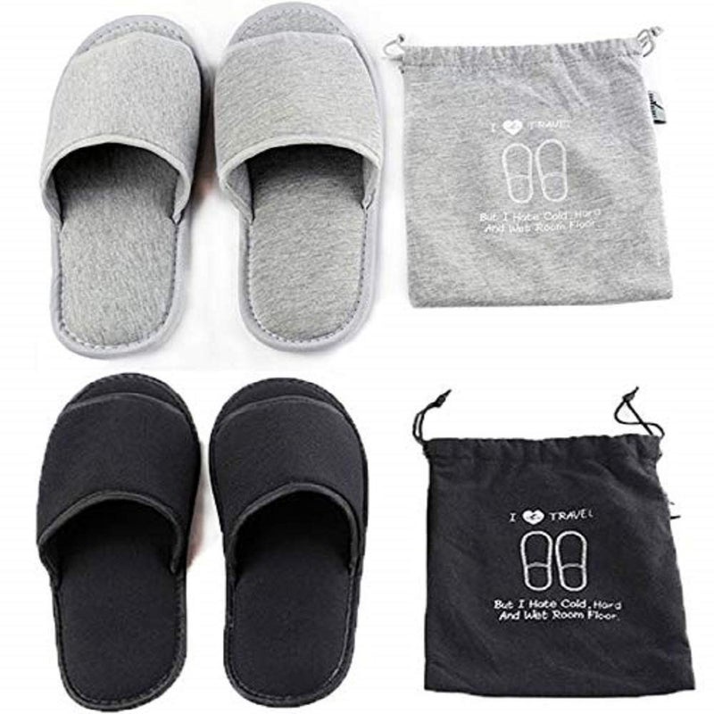 Ibluelover 2 Pairs Portable Travel Slippers Open Toe Sandals Spa Hotel Slippers Guest Room Indoor House Slipper Business Trip Flight Shoes Footwear Gift (As photo) - Image 1